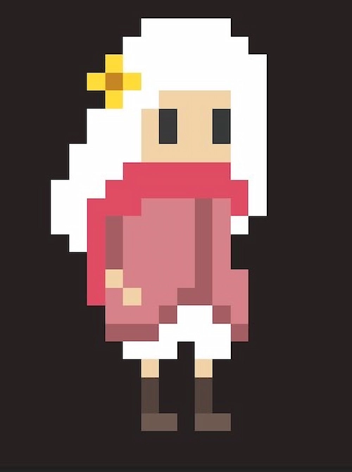 Character design of Lily, protagonist from Fartale game, featuring distinctive costume design and personality-driven pose against atmospheric background