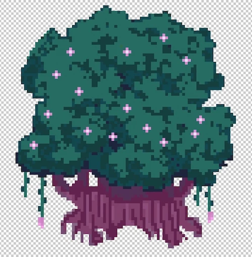 Digital environment art featuring mystical underworld tree with atmospheric lighting and dimensional lore aesthetics for Fartale game